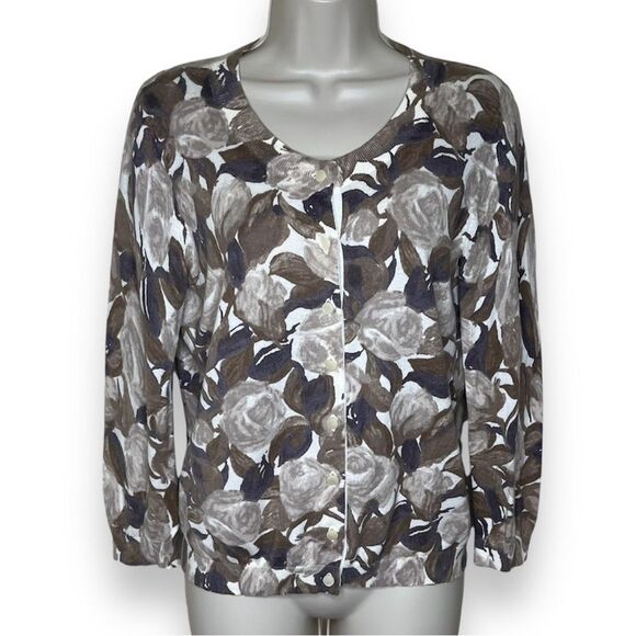 Banana Republic Mad Men Rose Button Up Cardigan Oxide Grey Neutrals Women Medium - Picture 1 of 13